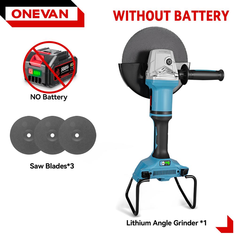 ONEVAN 180MM Brushless Electric Angle Grinder Variable Speed M14 Cutting Machine Woodworking Tool for Makita 18v Battery Pin