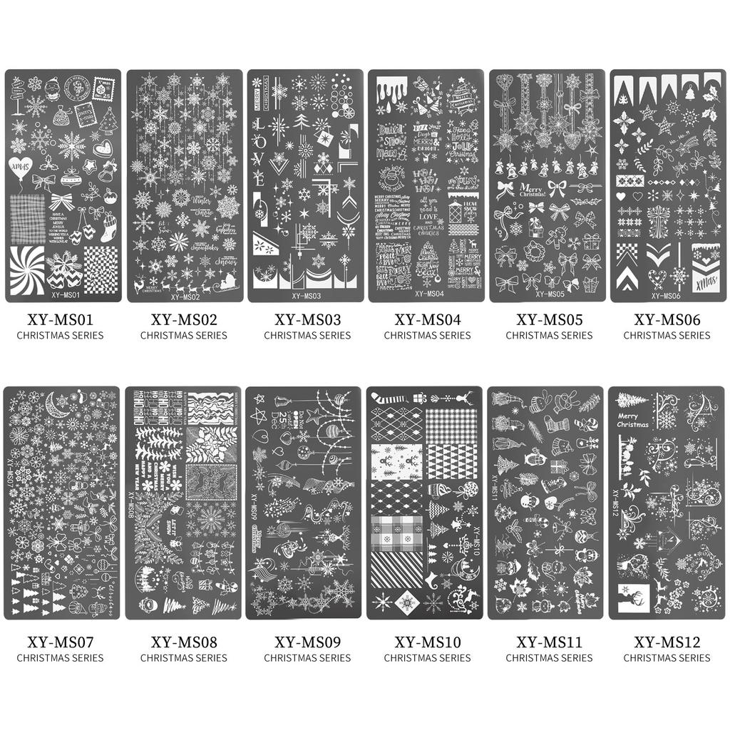 Nails Stamp Templates Christmas Series Nails Art Stamping Plates Snowflake Nails Plates Manicuring Print Stencils