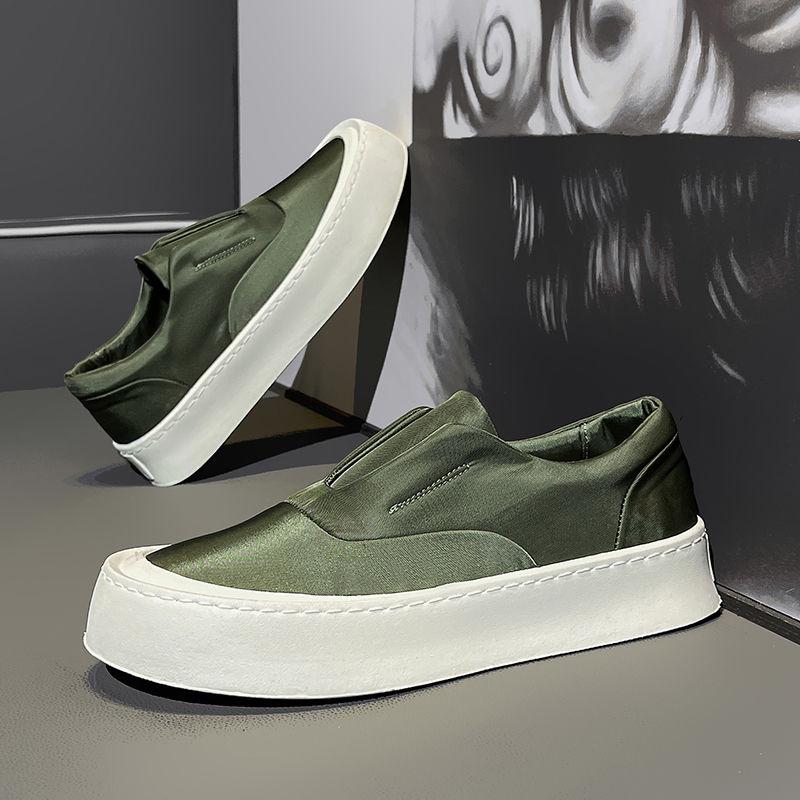 Fashion Sneakers Round Toe Slip-on Canvas Men's Casual Shoes Non Solid Color Designer Luxury Low Price Hiking Work Walking Male Shoe