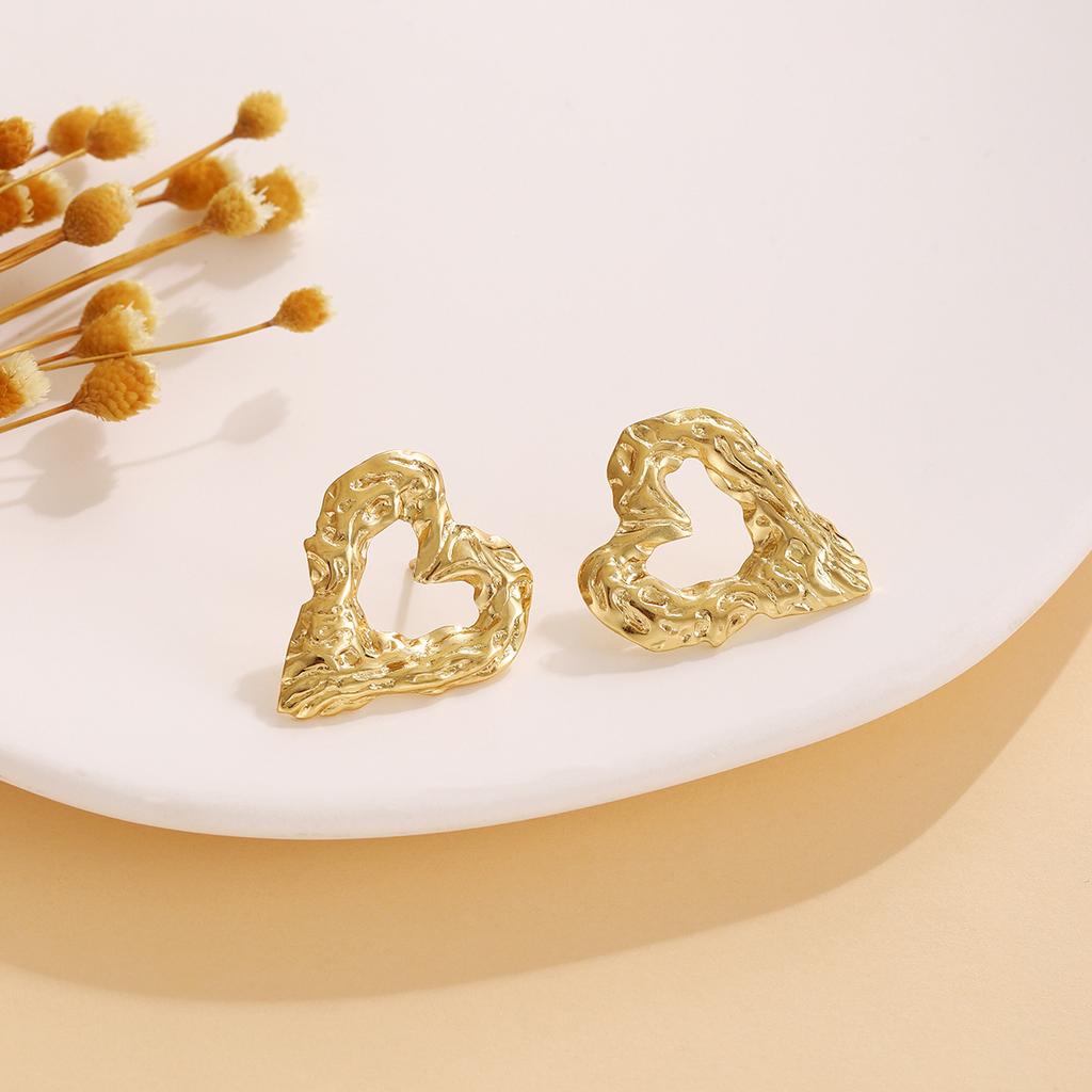 Metallic Glossy Texture Flower Irregular Stud Earrings Personalized Fashion Design Earrings