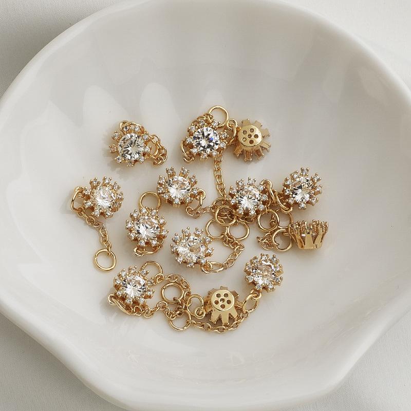 14K Gold Filled Zirkon Blumenanhänger Ohrringe mit Sonnenblumen-Kettenquasten