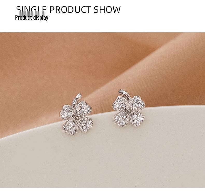 Banyan Tree S925 Silver Four-Leaf Clover Earrings - Summer Fresh, Trendy All-Match Jewelry for Women