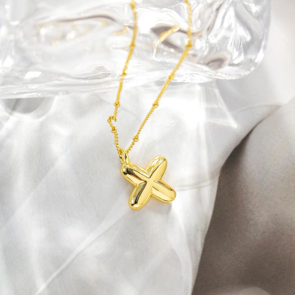European & American Trendy 18K Gold Plated Cute Balloon Party Letter Necklace