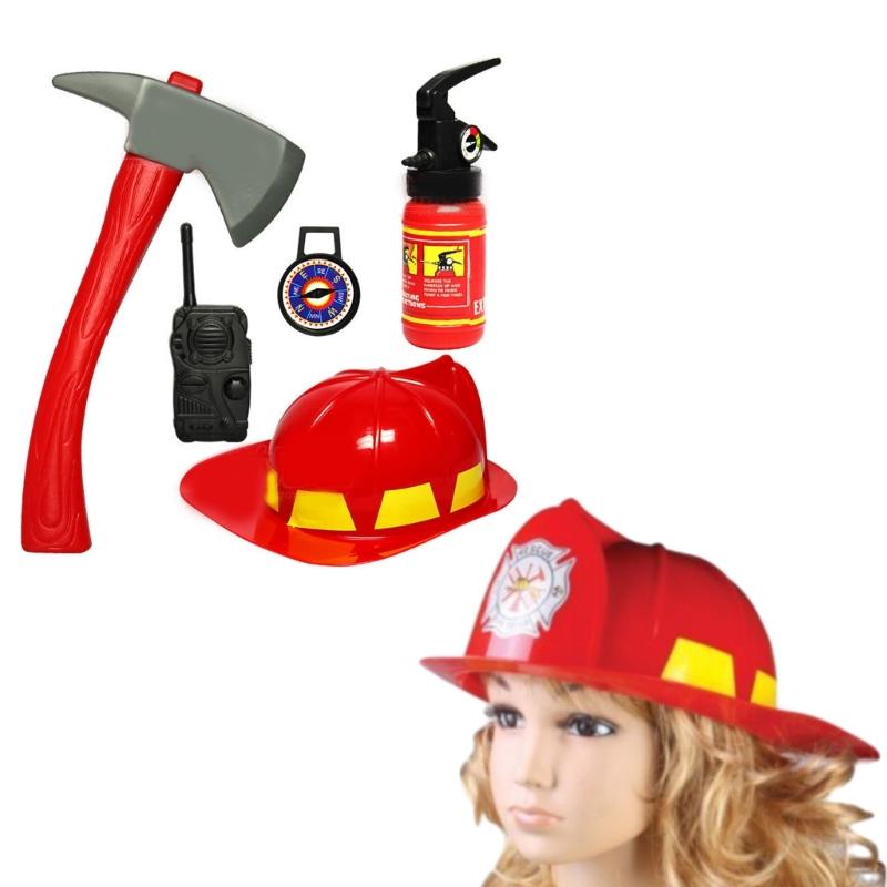 Firefighter Costume Toy Accessories Firefighter Role Play Dress-Up Set for Kids