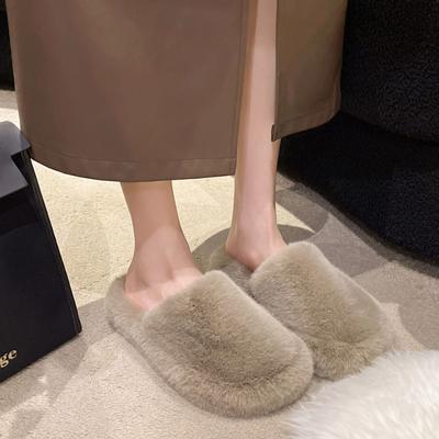 Pantoufles Confortables à Semelle Souple avec Peluche Chaude Pantoufles à la Mode et Polyvalentes