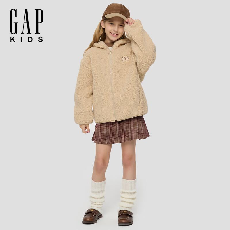 Gap Girls  Logo Faux Lamb Wool Hooded Sweatshirt 120/60 хаки