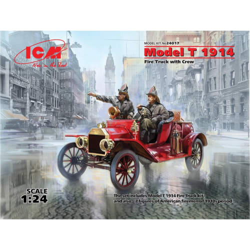 ICM 1/24 Scale Model T Ford 1914 Fire Engine with Crew, Plastic Model 24017