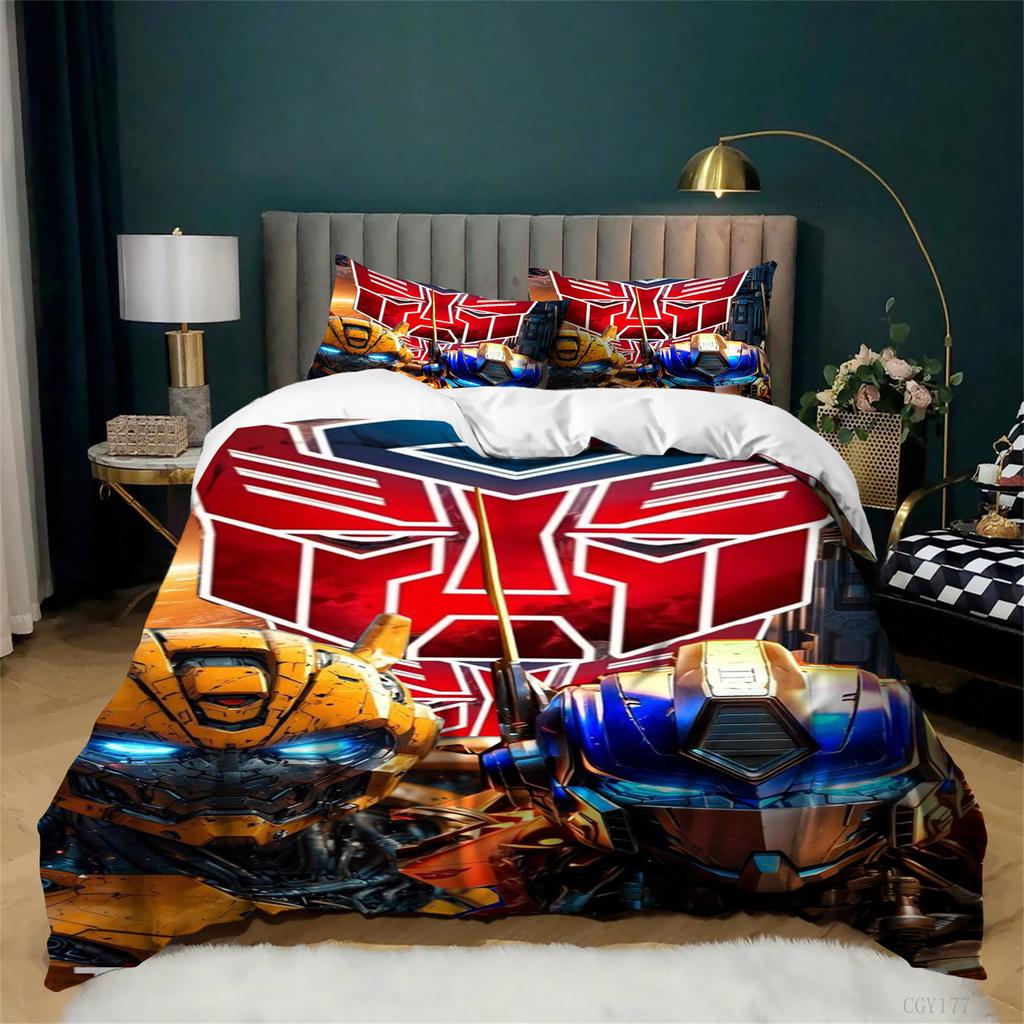 Tran-sformers Duvet Cover Set Bum-blebee Optimus Prime Soft Breathable Comforter Set 3pcs All Season Bedding Set Bedroom Decor