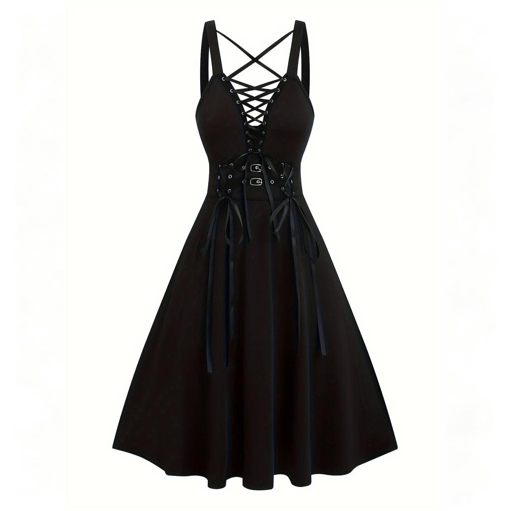 Women's Gothic Color Dress with Cross