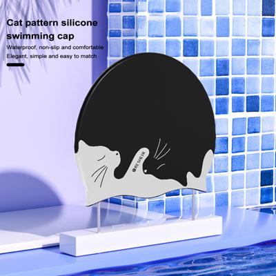 Kids Silicone Waterproof Swimming Hat Cartoon Pattern Dry Hair Swim Caps Ears Protection