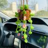 Handmade Crochet Car Styling Plant Succulent Car Plant Ornamentos Decoration