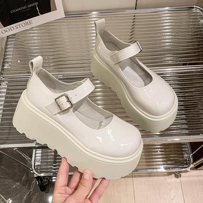Pantofi de damă la modă cu talpă groasă, pantofi simpli, noi de primăvară, cu cap rotund, gură îngustă, antiderapanți, rezistenți la uzură, pantofi Mary Jane