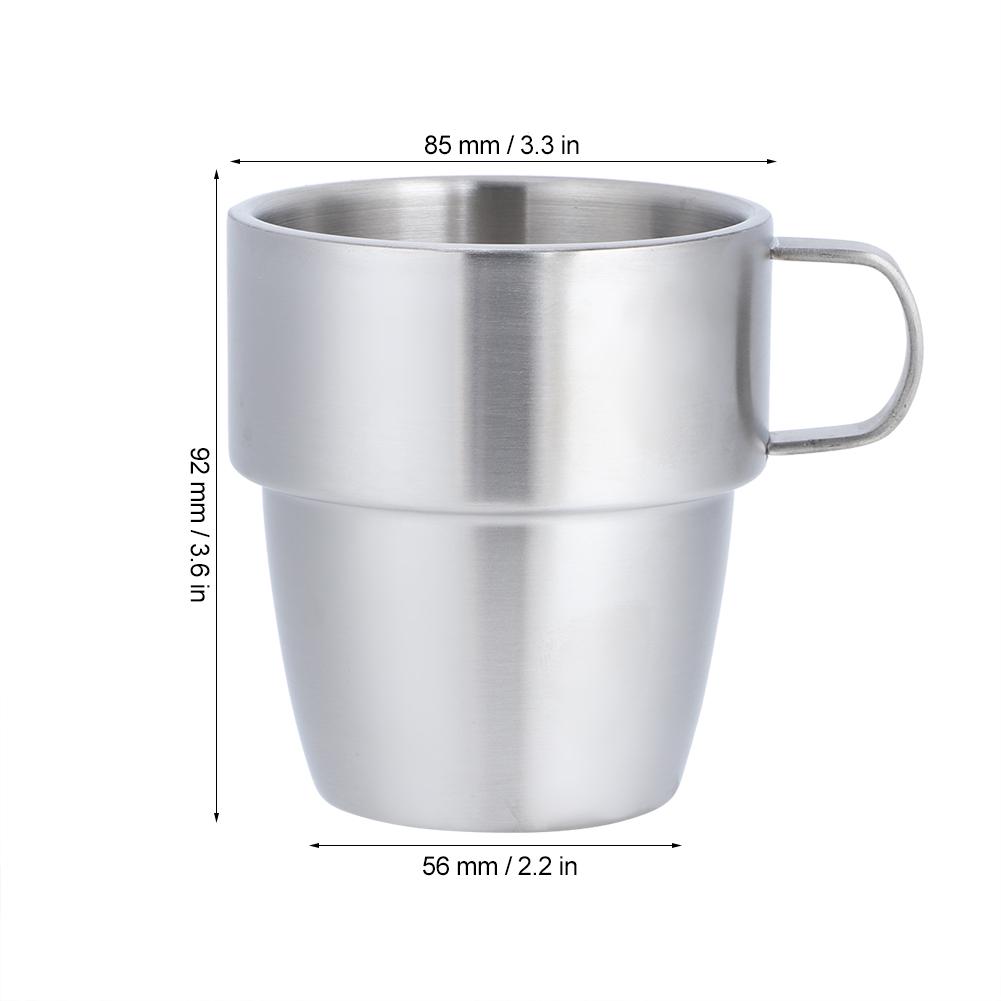 Household 304 Stainless Steel Double Layer Coffee Cup Mug with Handle for Coffee Shop 300ml