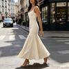 European and American Fashion U-neck Slim-fit Dress Retro Sleeveless Fishtail Dress Sexy Vacation Fake Dress