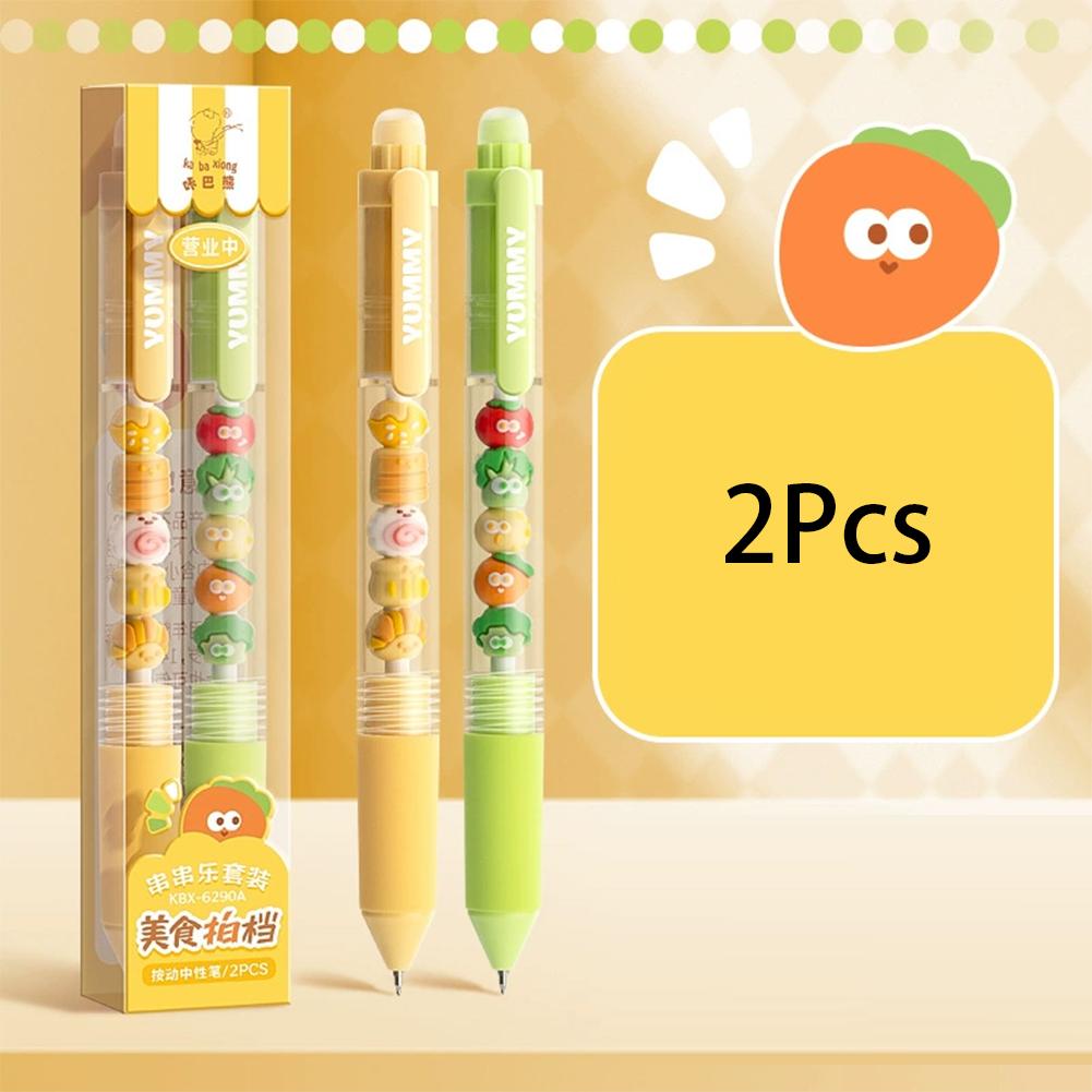 

2Pcs Black Ink Gel Pen Chain-Style Mini Figurines Ballpoint Pen Students Stationery Office Accessories Pack of 2 жёлтый/зелёный