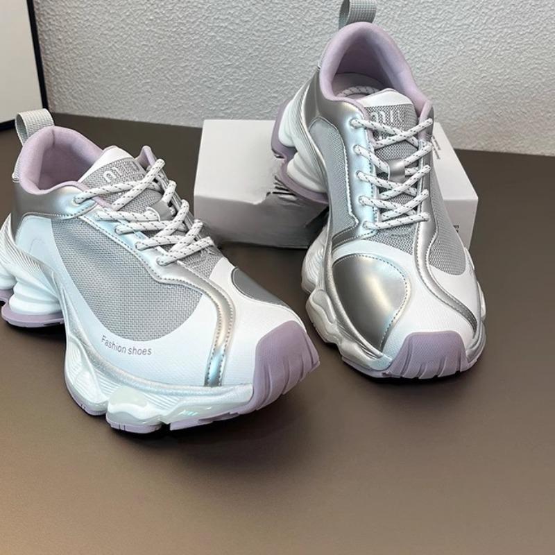 Fashion Mesh Breathable Genuine Leather Platform Single Shoes Women's New Summer Heightened Comfortable Casual Sports Trendy Shoes