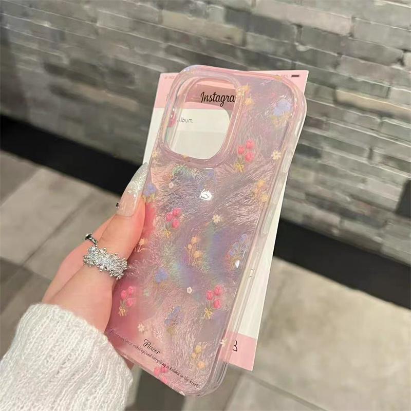 Lovely Pink Floral Fashion Vortex Pattern Phone Case for iPhone 16 15 14 13 12 11 Pro Max XS XR X 7 8 Plus Silicone Soft Cover