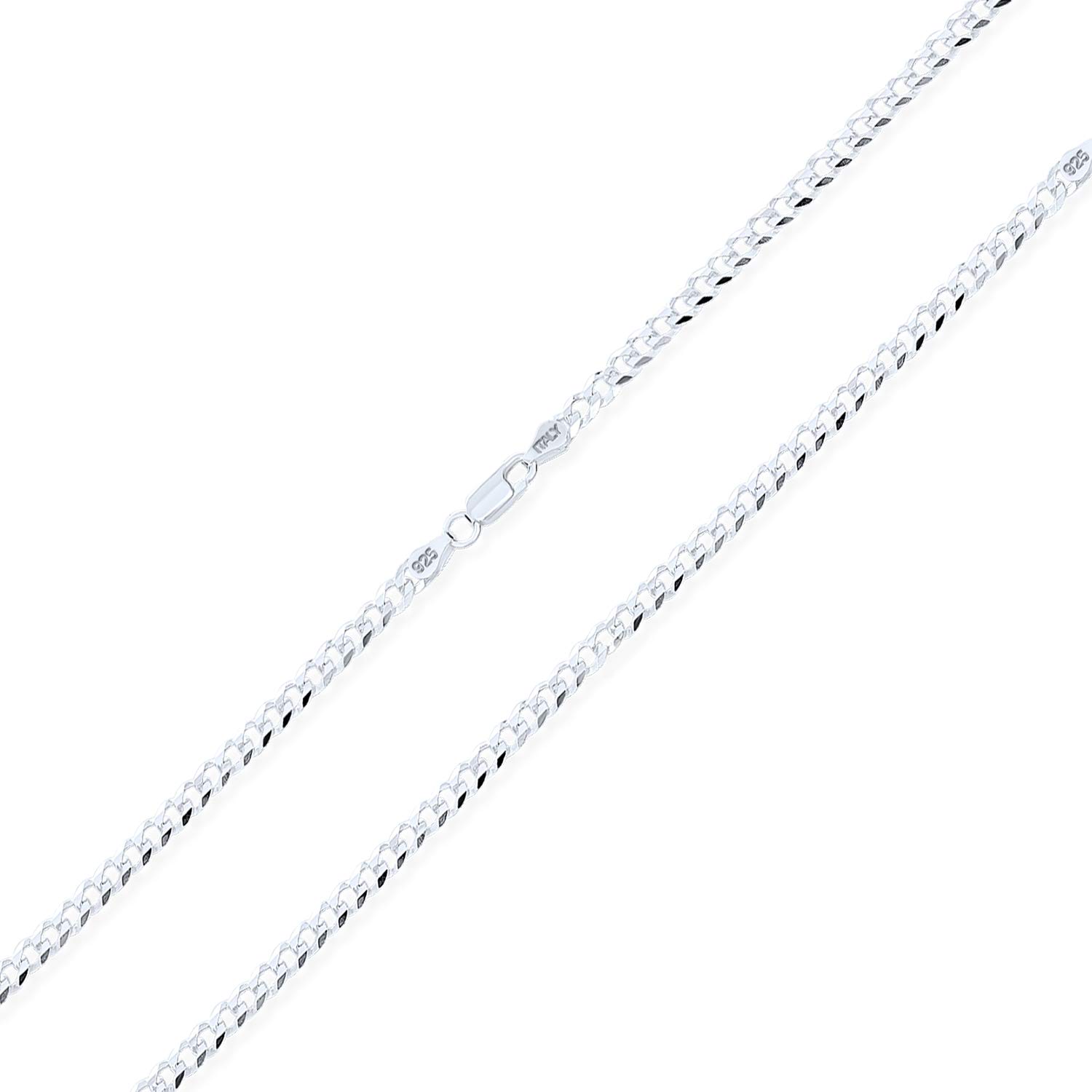 

Solid 4MM Diamond Cut Sterling Silver Miami Cuban Curb Chain for [Bling Jewelry] Men s .925 Necklace, Men, Teens, Women, 18
