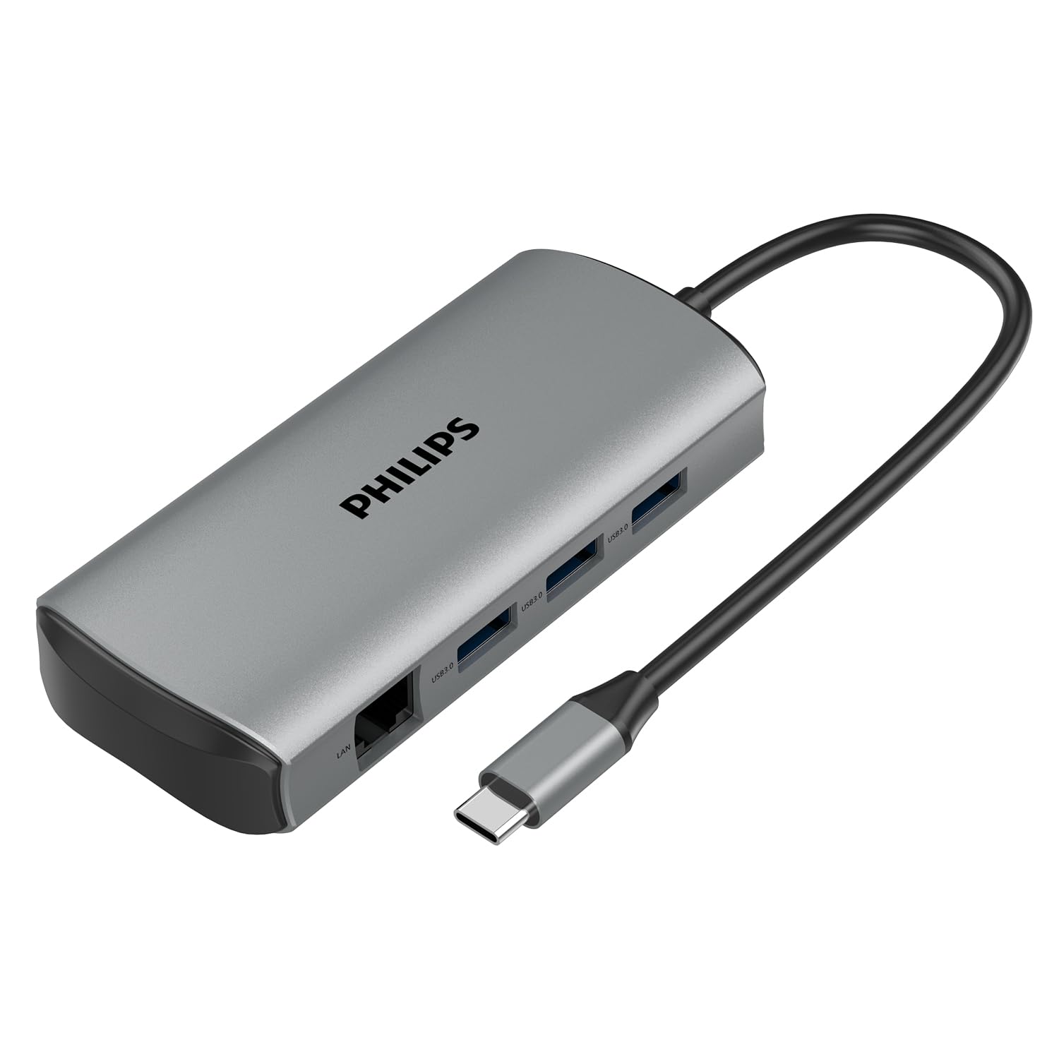 

USB-хаб Philips 8 портов 100 Вт с поддержкой PD, кабель в комплекте, 5 Гбит/с, 4K, телеработа, работа из дома, DLK5530C, Type-C, HDMI/LAN/USB-C/USB-A3.0 серый