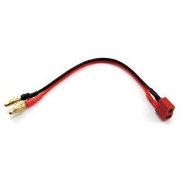 T-Plug Female to 4mm Banana Male Charging Cable | 32cm Gold-Plated | Flexible & Durable | For Lipo Batteries, Car Audio, RC Models | Red, Plastic