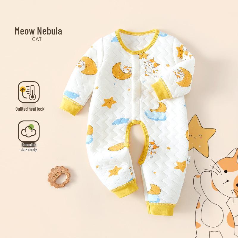 

Унісекс дитячий утеплений комбінезон: Теплий, Потовщений Боді для Осені/Зими, Піжама з Розстібкою в Кроці для Повзаючих Немовлят та Малюків 80cm