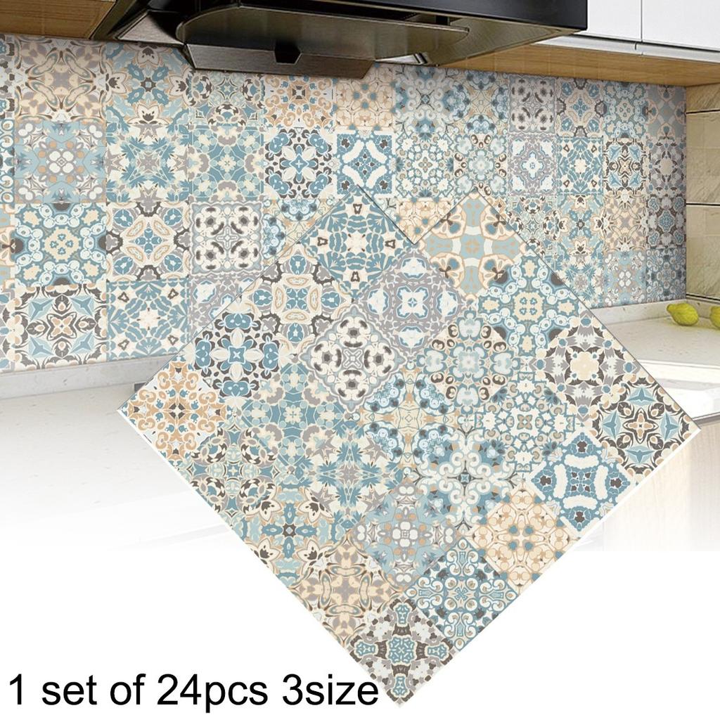 High Quality Tile Wall Stickers Moroccan Style for Kitchen Bathroom Set of 24