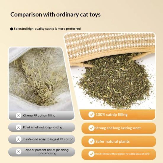 Yousheng 2Pcs Catnip Pillows for Cats Natural Sisal Scratching Pillow Toy Bite Resistant Kitten Kicker Toy for Indoor Cats Scratching Chewing Teething