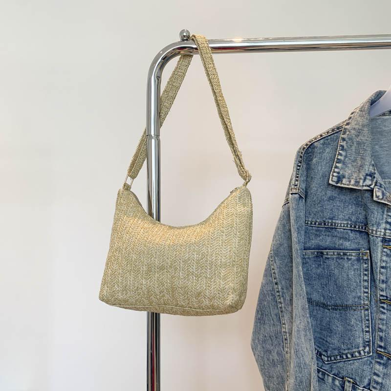 

Нишевая дизайнерская сумка женская соломенная плетеная сумка-подмышка женская 2025 новая портативная ins сумка через плечо сумка-багет хаки