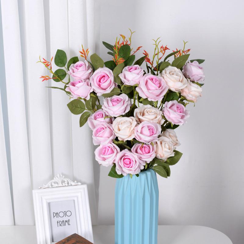 Head Supply 3 Rose Artificial Flower Bouquet For Wedding Photography Decor