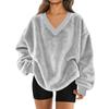 Women's V-Neck Sweatshirt Plush Color Casual Fashion Long Sleeve With Pocketed Pullover Top