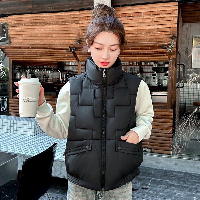Down cotton vest women's cotton jacket vest thickened warm jacket sleeveless cotton vest vest women's cotton jacket