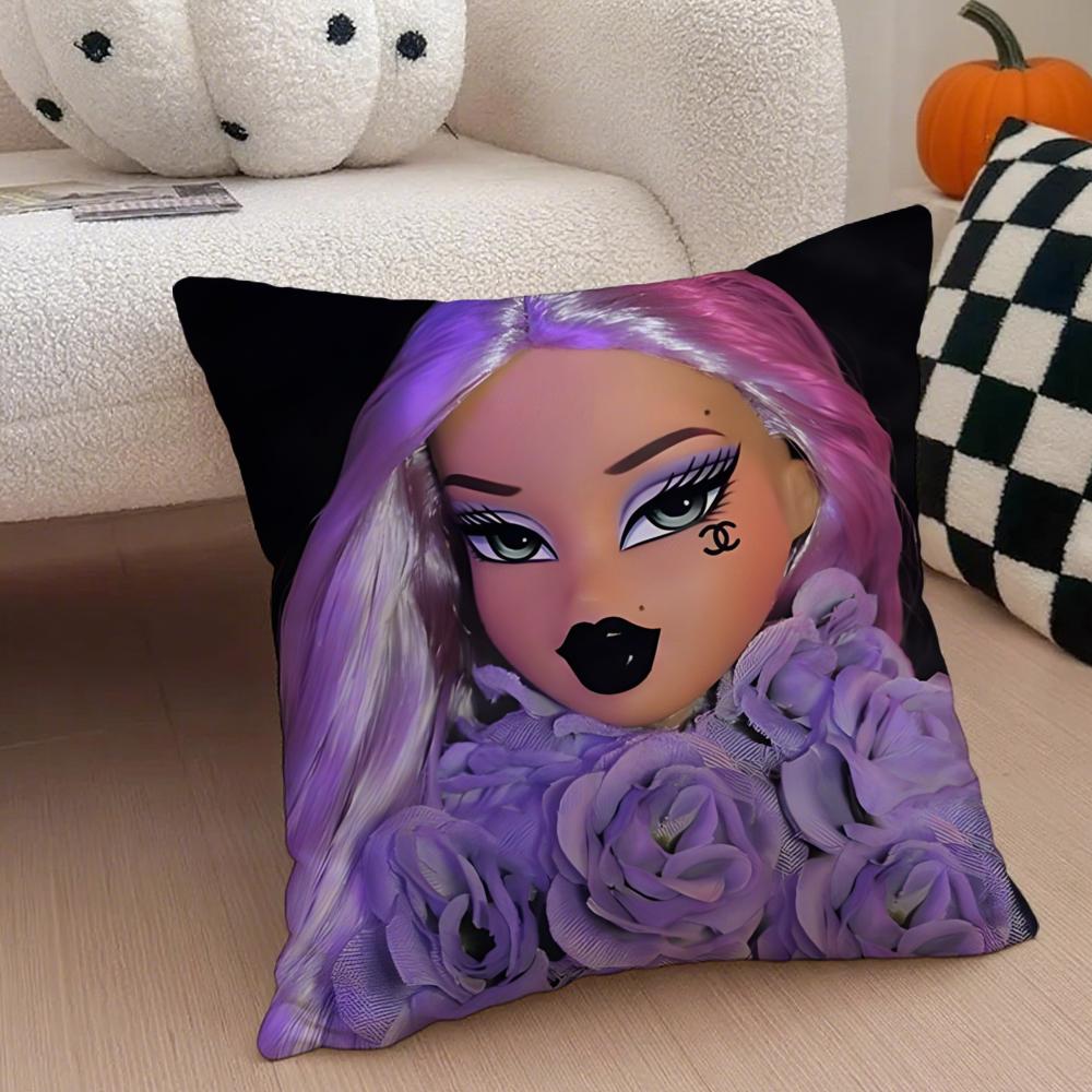 Stylish American Fashion Doll BBratz Cushion Cover Throw Pillow Cover Hidden Button Durable Polyester Chair Cushion