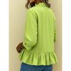2026 Spring/Summer New Long-Sleeve Ruffle Hem Shirt for Women, Casual Solid Color Top