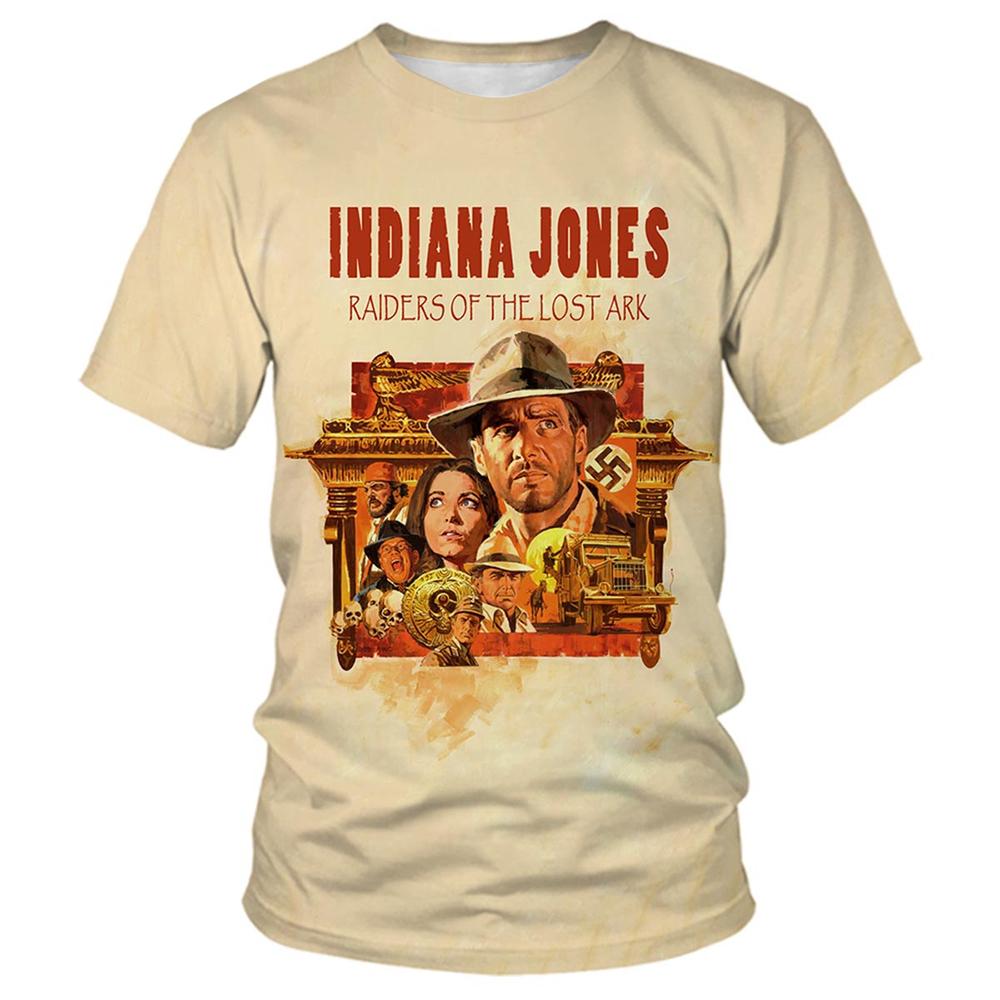 Classic Film 3D Print Indiana Jones Themed Sports Quick Dry Breathable Men's T-Shirt Outdoor Retro Casual Fashion Short Sleeve Top