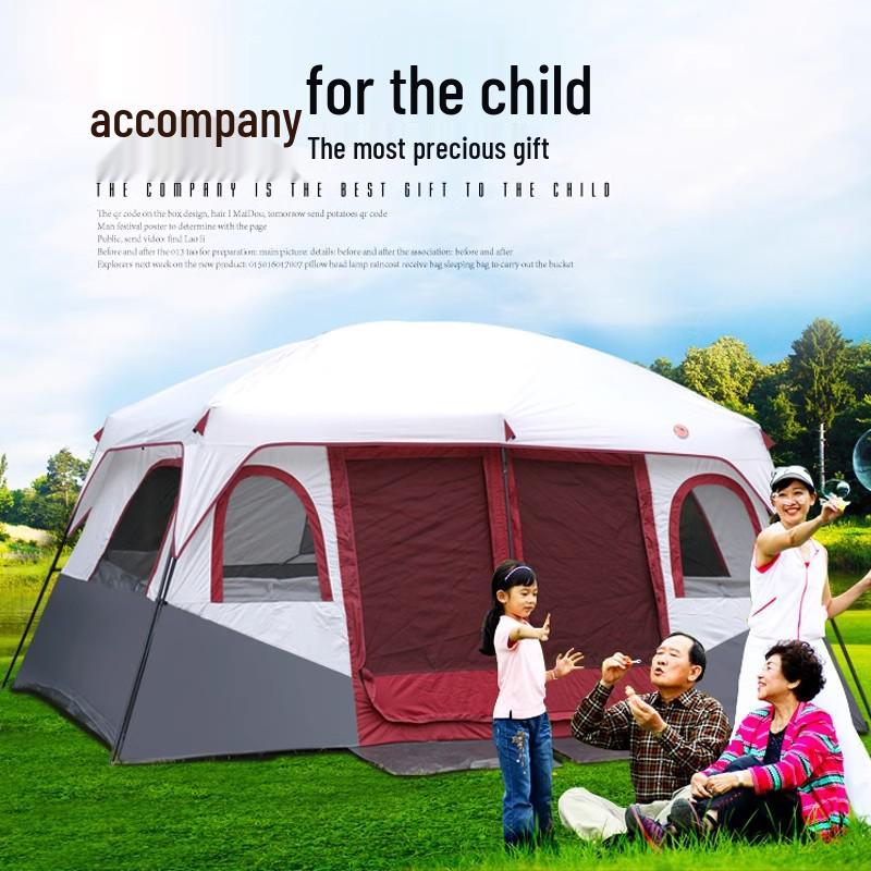Spacious Two-Room Weatherproof Camping Tent with Easy Storage