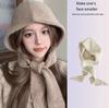 Korea Cute Women's Knitted Hood Scarf Little Red Hat Warm Ear Protection Cold Windproof Cap Winter Fashion Woolen Pullover Hat