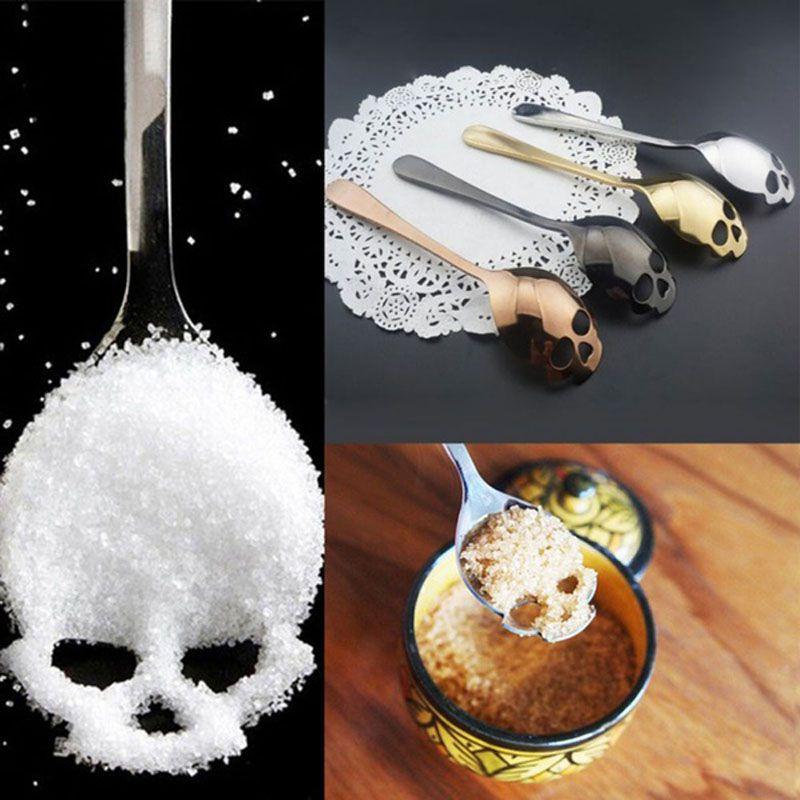 Versatile Skull Shape Sugar Spoon Stainless Steel For Coffee And Ice Cream