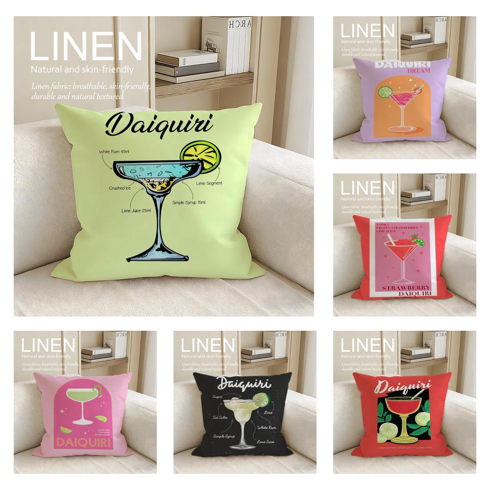 Food Daiquiri Cocktail Cushion Cover Pillowcase Set Pcs x x Breathable Washable Sofa Cushion Cover
