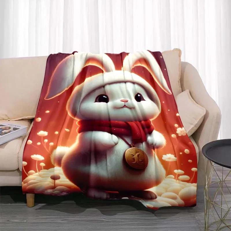 3D Cartoon rabbit pattern printed blanket for living room bedroom home decor children's room bed blanket picnic blankets Luxury