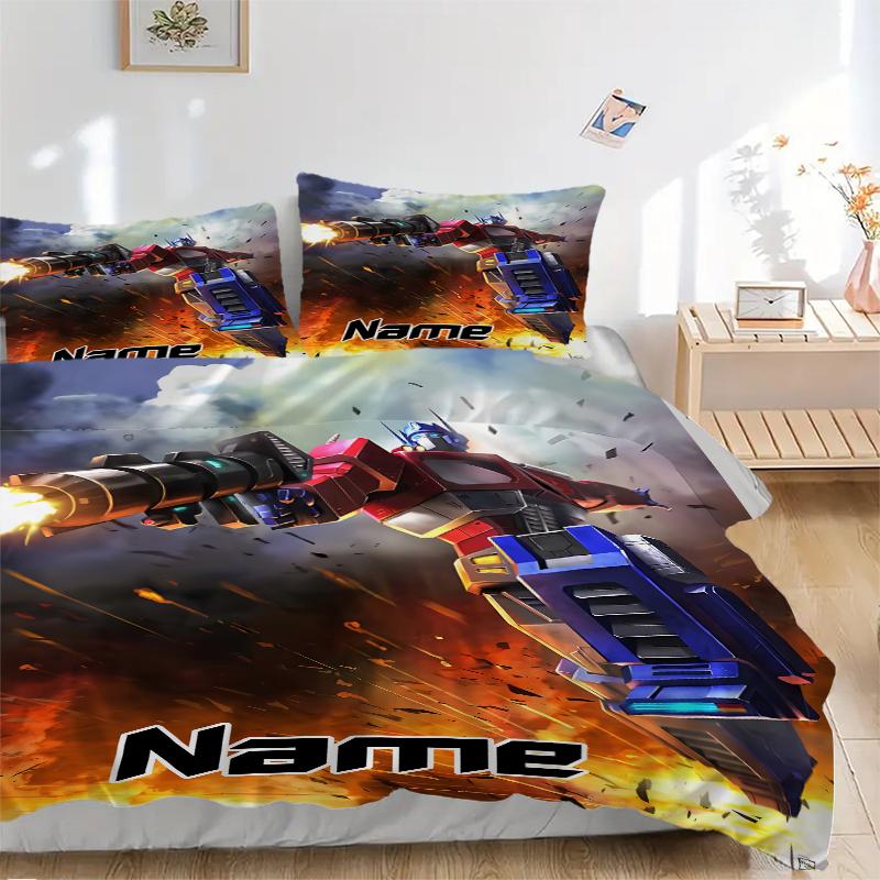 Custom Name Transformative Force Bedding 3 Piece Set HD Print Duvet Cover Pillowcases for Teens Adult Bedroom Decoration