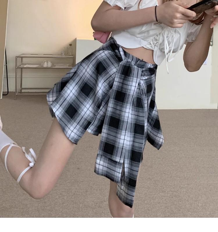 Women's A-Line Plaid Skort with Irregular Design - 2025 Summer Collection