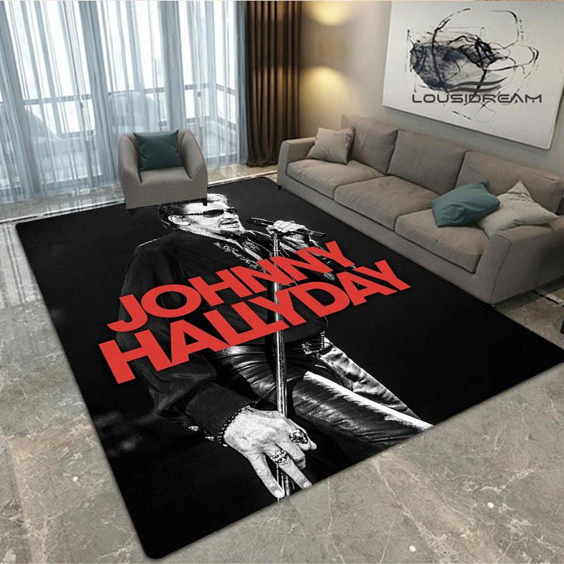 Johnny Hallyday bedruckter Teppich Rutschfester Teppich Außen Teppiche Läufer Heimdekoration Yogamatte Teppich für Schlafzimmer Geburtstagsgeschenk