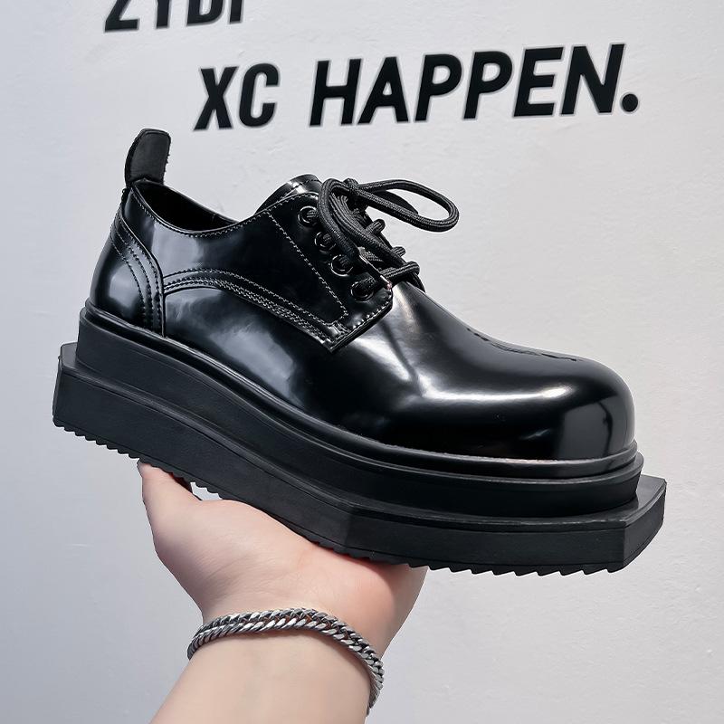 

Туфли дерби на платформе, мужские модные туфли, британские черные туфли с большой головой, подчеркивающие нишу, высококачественные повседневные кожаные туфли 6557-A 38 чёрный