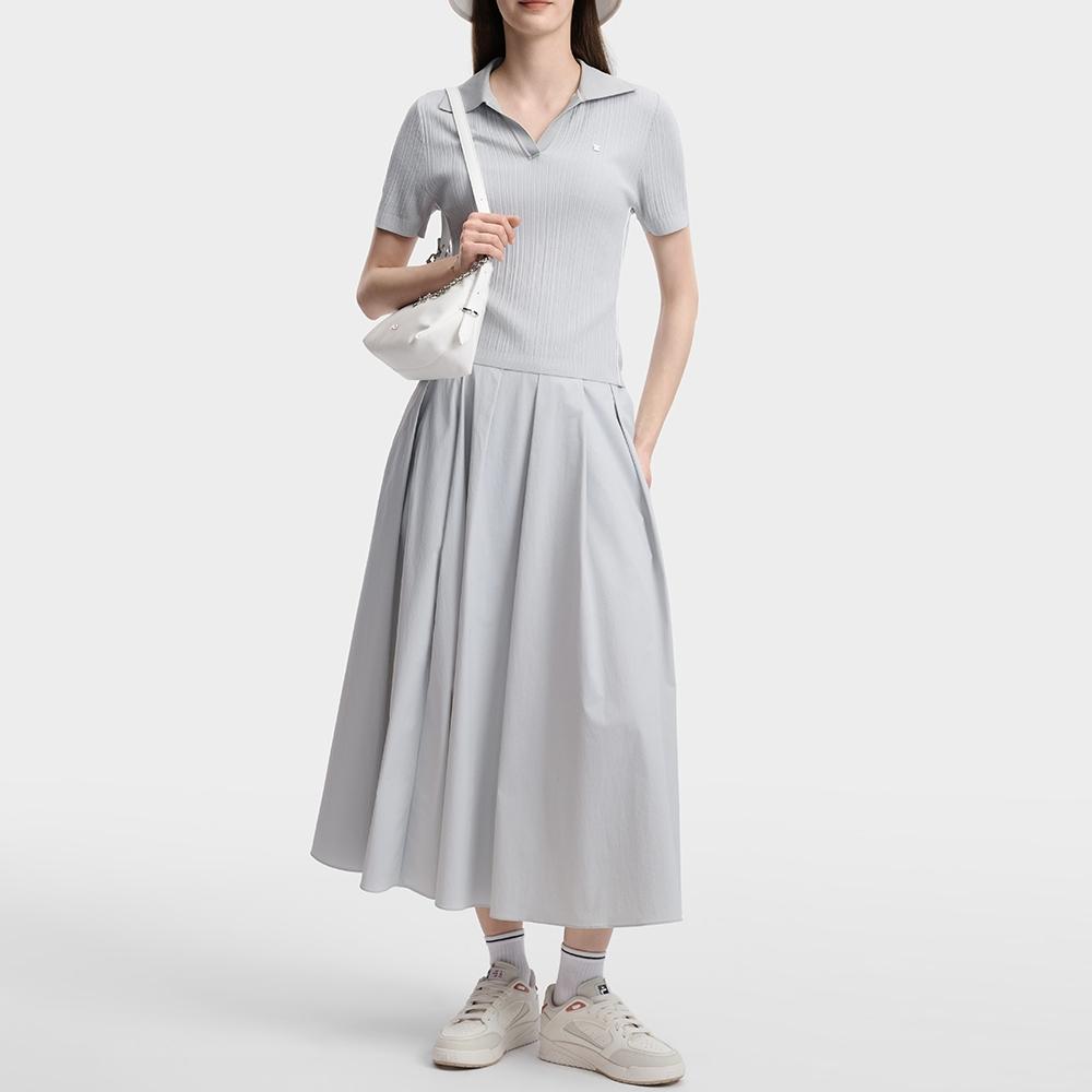 Fila White Solid Woven Slim Fit Polo Shirt Women Tops F11W623403F-GY