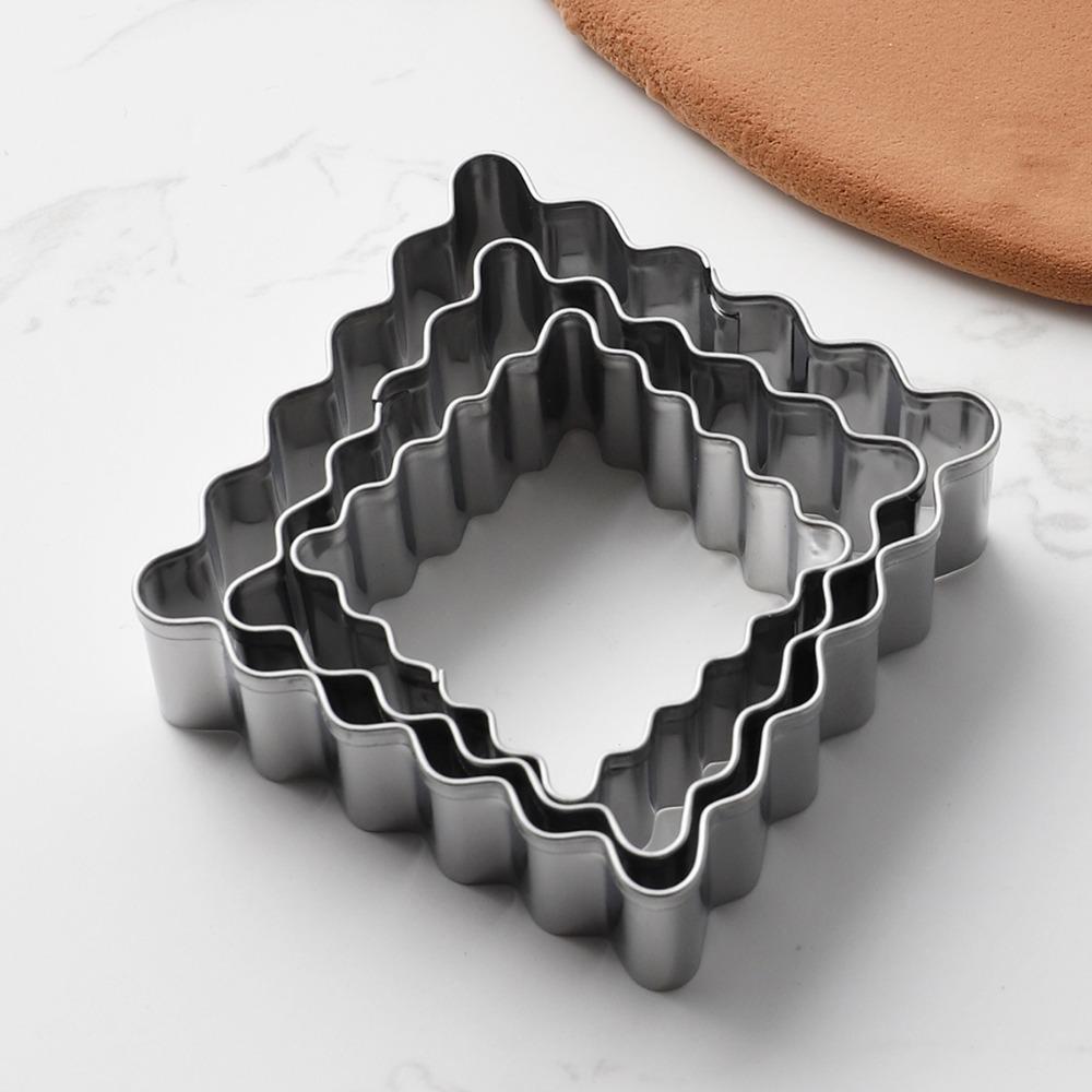 6Pcs Stainless Steel Blessing Frame Biscuit Mold Wave Cookie Cutter Kindergarten
