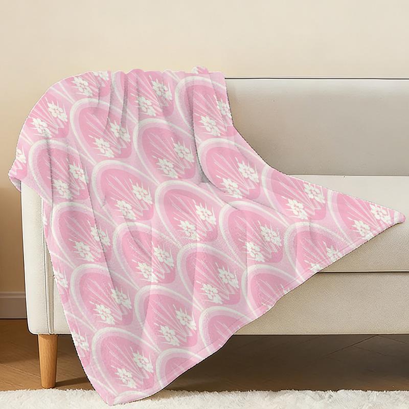 Hemmed Flannel Fleece Blanket - Minimalist Floral Design, Soft & Skin-friendly, Cozy & Warm Throw for Home, Halloween & Christmas Gifts