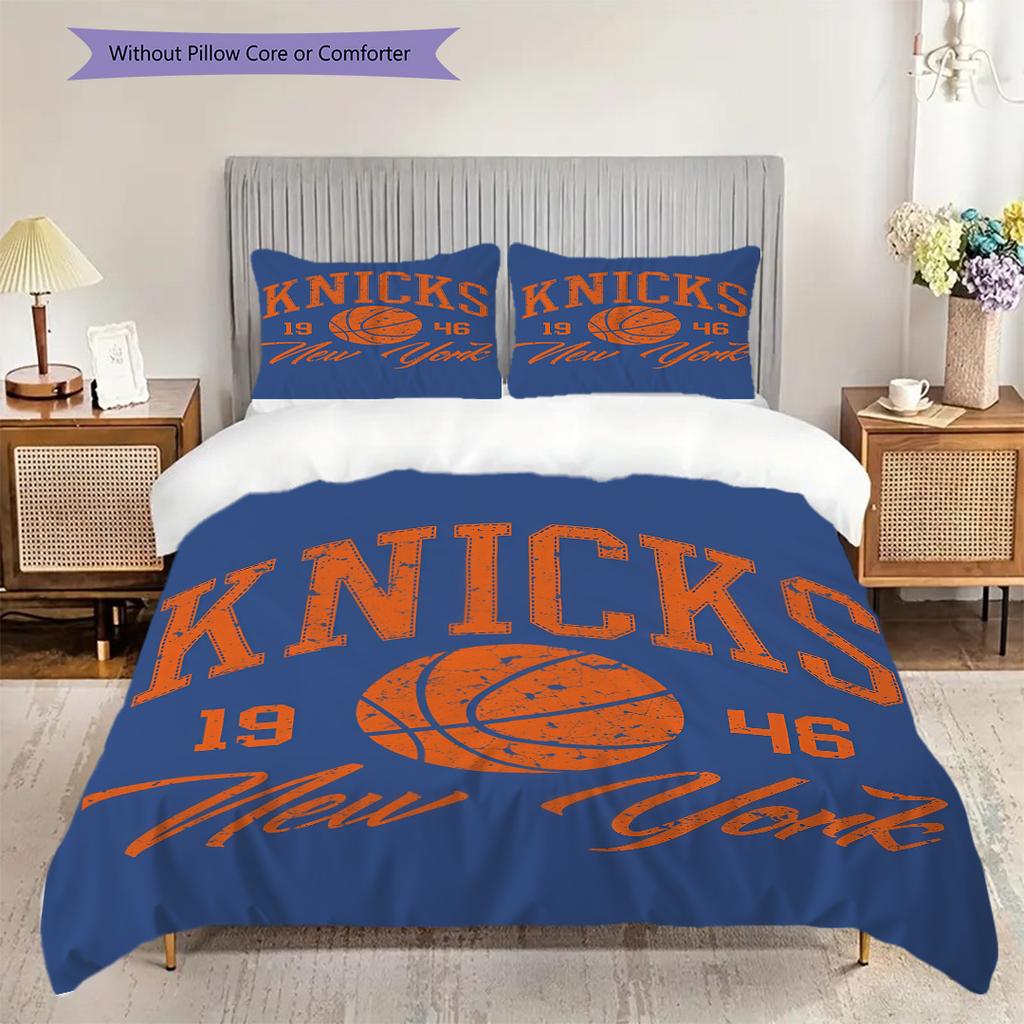 New York Knicks Colori Audaci Set Dinamico Tre Pezzi(1 * copripiumino + 2 * federa, senza nucleo)Copripiumino e federa Morbido e confortevole