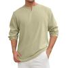Men's Summer Solid Color Cotton And Linen V-neck Loose Long Sleeve Tops Men's Casual Fashion Long Sleeve Tops