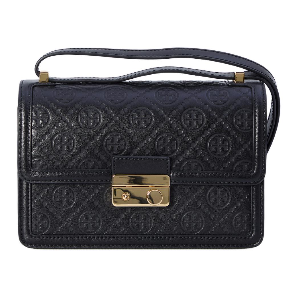 

Tory Burch T Monogram Adjustable Strap Leather Crossbody Bag Women Bags Black 160210-001 Basic Set (Bag+Dust Bag)