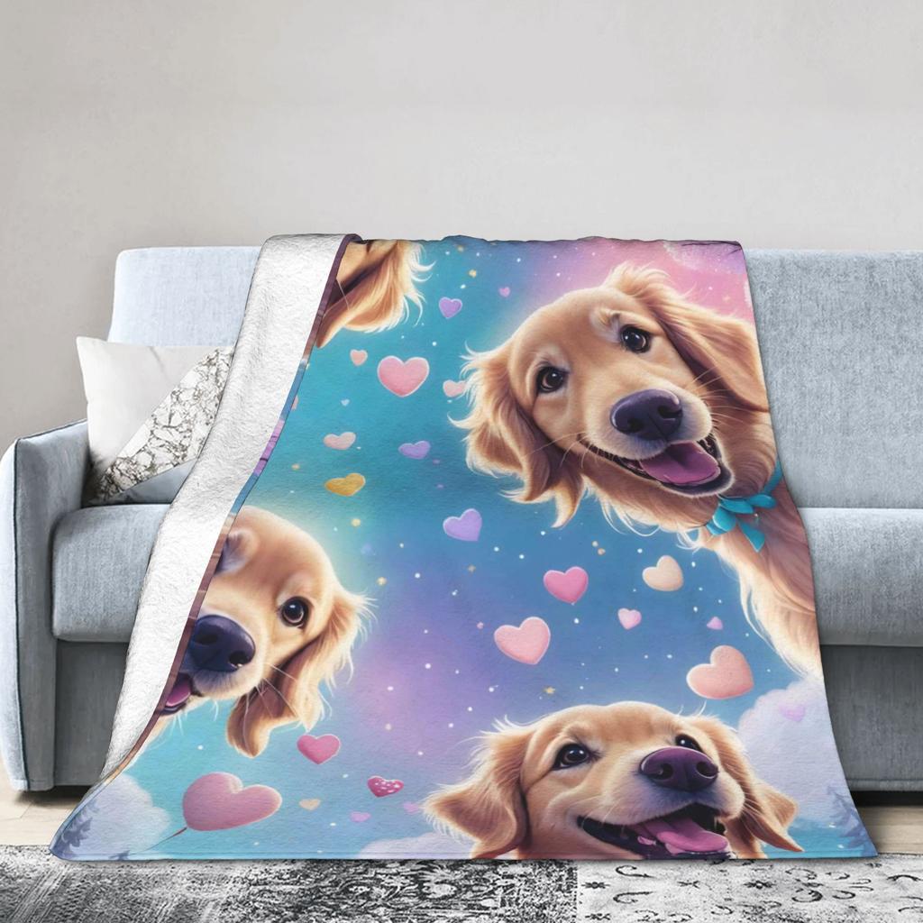 Funny Dog Selfie Flannel Blanket Winter  Super Soft Throw Blanket for Girls Boys Outdoor Comfortable Bedspread Sofa Bed Cover